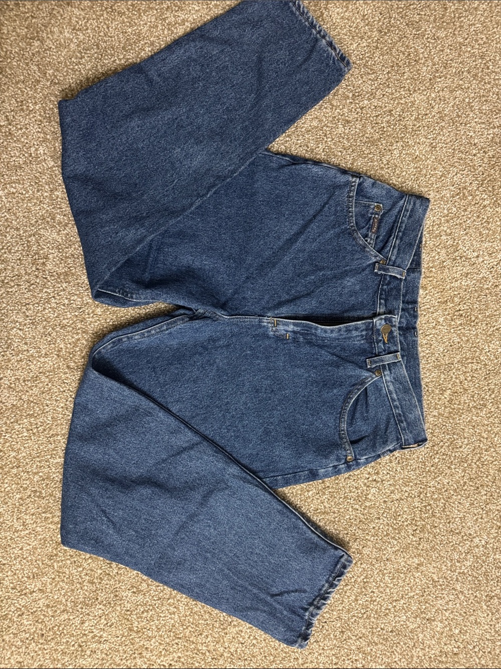 Women's Straight Leg High-Rise Denim Jeans — Dark Blue